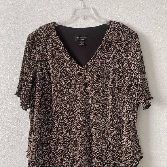 Connected Apparel Paisley Design Woman 22W Elegant V-Neck Short Sleeve Dress - Picture 2 of 7